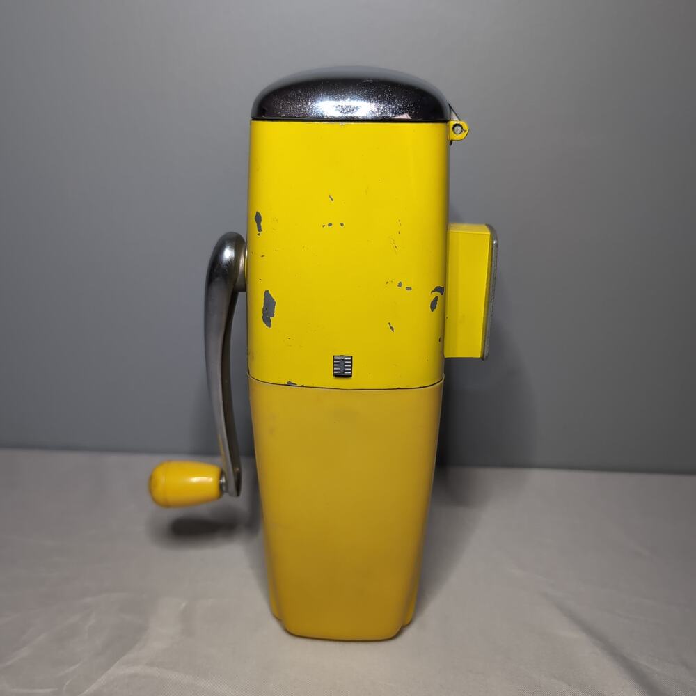 Vintage‎ Rival Ice-O-Mat Yellow & Chrome Wall Mount Manual Ice Crusher MCM Retro